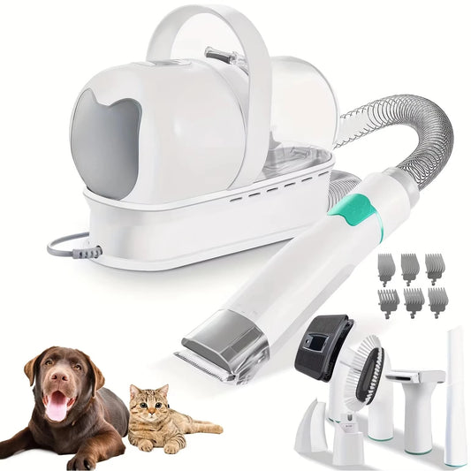 Low Noise Pet Vacuum Kit 7 in 1 with Nail Grinder Hair Trimming and Grooming