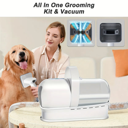 Low Noise Pet Vacuum Kit 7 in 1 with Nail Grinder Hair Trimming and Grooming