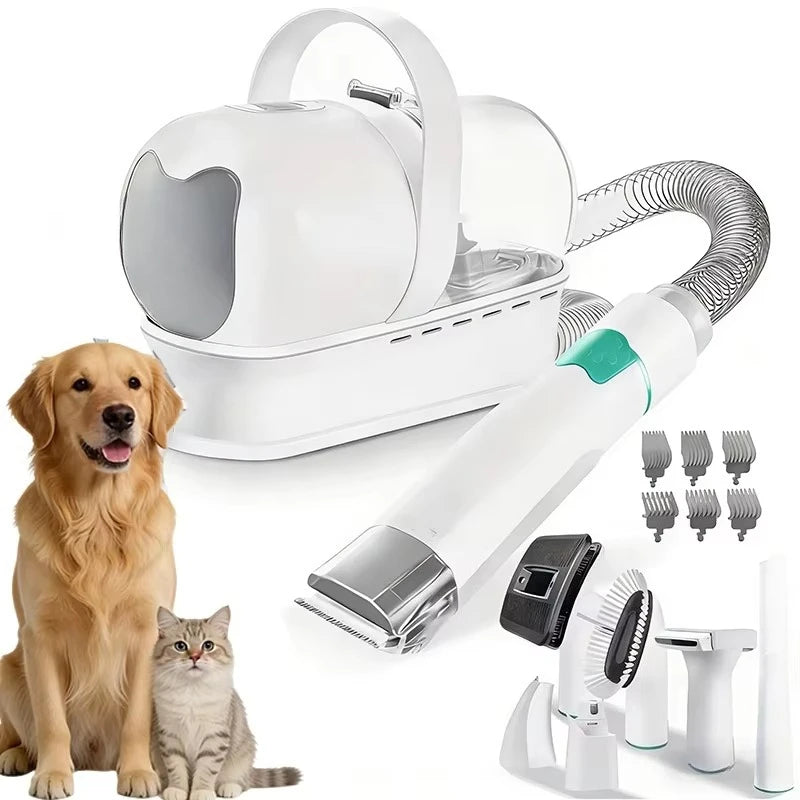 Low Noise Pet Vacuum Kit 7 in 1 with Nail Grinder Hair Trimming and Grooming
